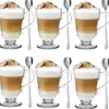 Szklanki z uchem 320 ml Altom Siena Korale kubki do herbaty kawy latte macchiato komplet 6 sztuk z łyżeczkami