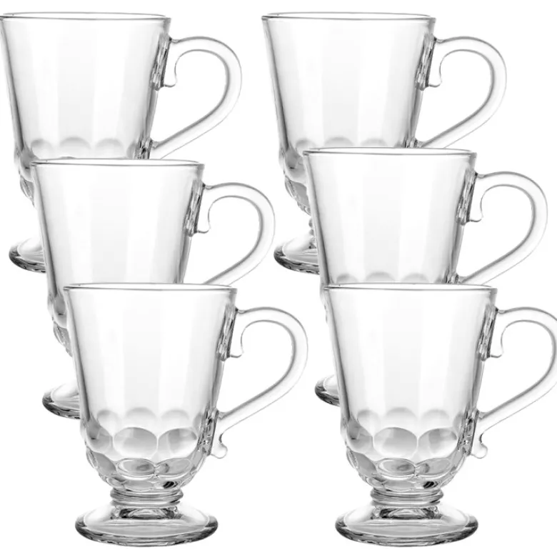 Szklanki z uchem 320 ml Altom Siena Korale kubki do herbaty kawy latte macchiato komplet 6 sztuk z łyżeczkami