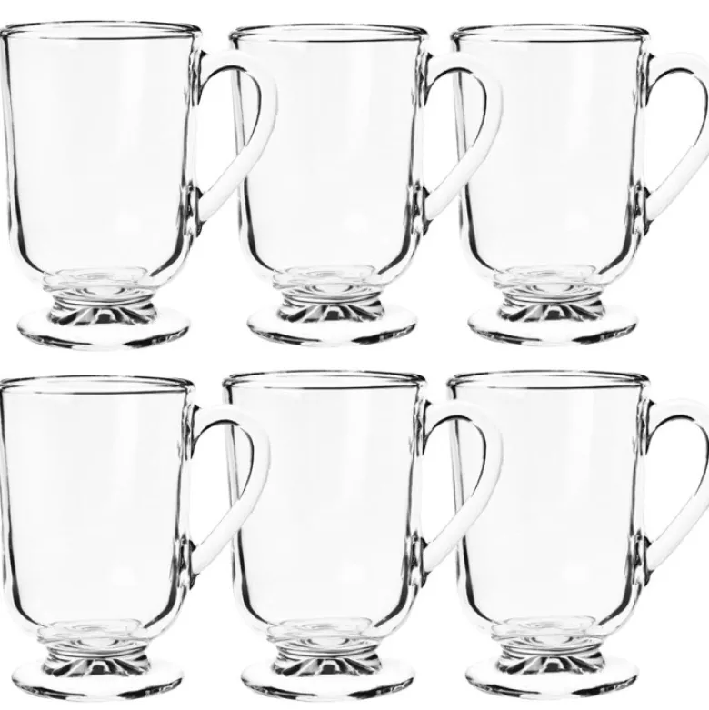 Szklanki z uchem 310 ml Altom Werona kubki do herbaty kawy latte macchiato komplet 6 sztuk w zestawie z długimi łyżeczkami