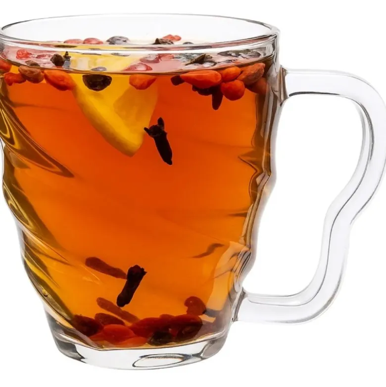 Szklanki z uchem 410 ml Diana do kawy herbaty drinków deserów zestaw 6 szklanek