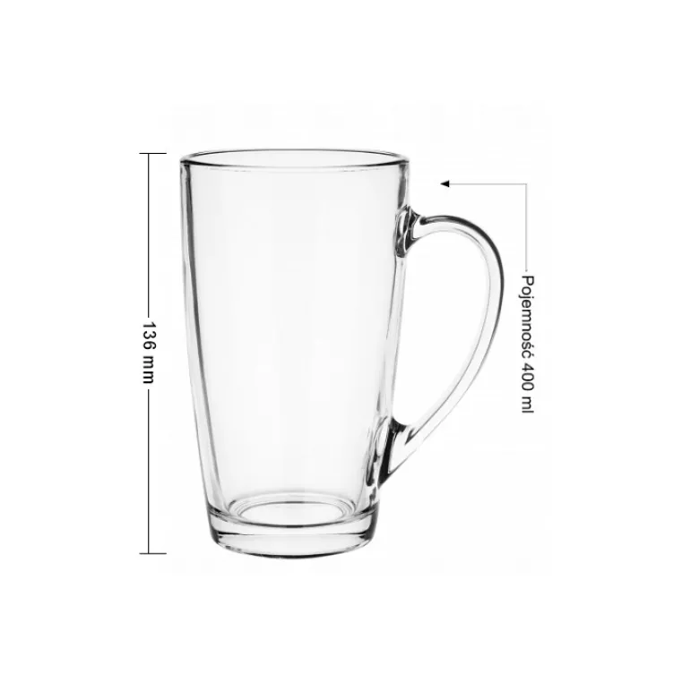 Szklanki z uchem 400ml Glasmark Alex do herbaty kawy latte komplet 6szt