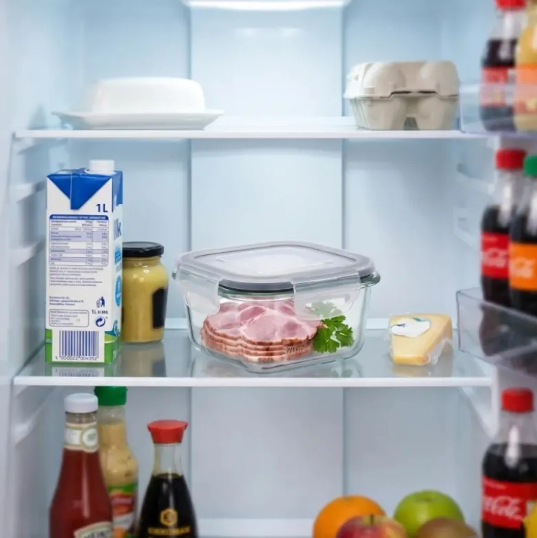 Szklany pojemnik 450 ml na żywność jedzenie Altom Design Fresh pudełko z pokrywką lunchbox kwadratowy hermetyczny