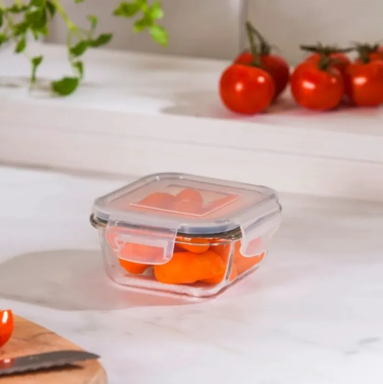 Szklany pojemnik 450 ml na żywność jedzenie Altom Design Fresh pudełko z pokrywką lunchbox kwadratowy hermetyczny
