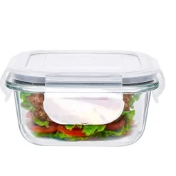 Szklany pojemnik 450 ml na żywność jedzenie Altom Design Fresh pudełko z pokrywką lunchbox kwadratowy hermetyczny