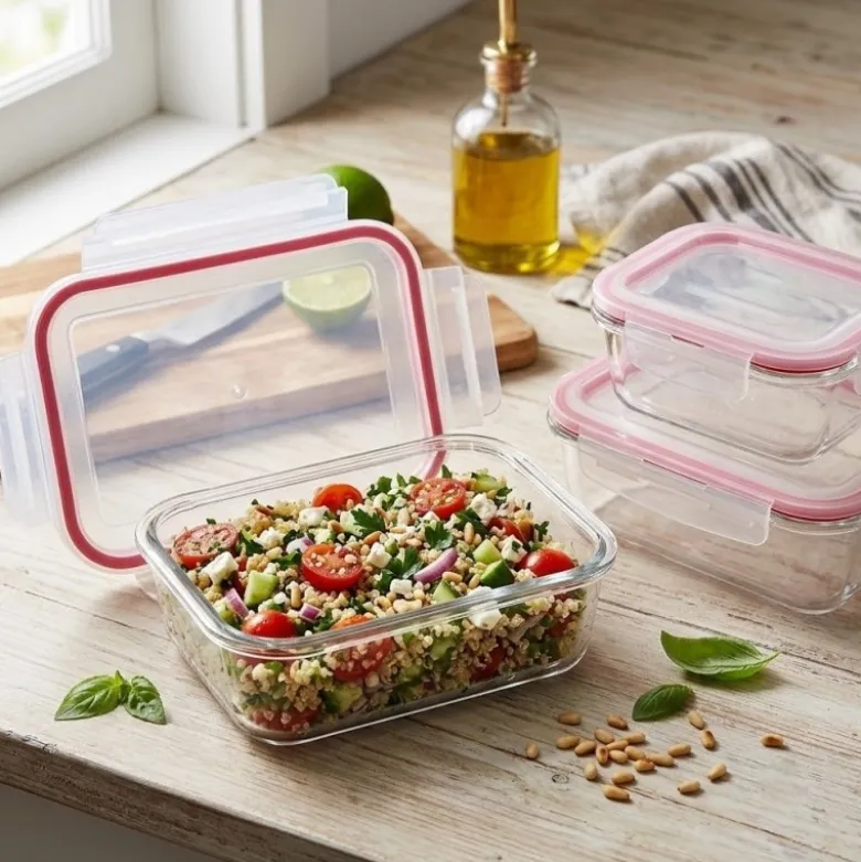 Szklany pojemnik 1520 ml na żywność jedzenie Gierekhoff pudełko z pokrywką lunchbox prostokątny hermetyczny
