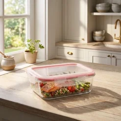 Szklany pojemnik 1520 ml na żywność jedzenie Gierekhoff pudełko z pokrywką lunchbox prostokątny hermetyczny