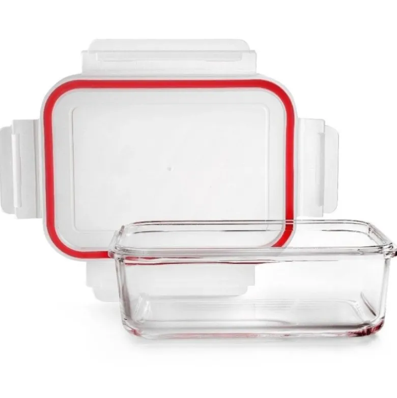 Szklany pojemnik 1520 ml na żywność jedzenie Gierekhoff pudełko z pokrywką lunchbox prostokątny hermetyczny