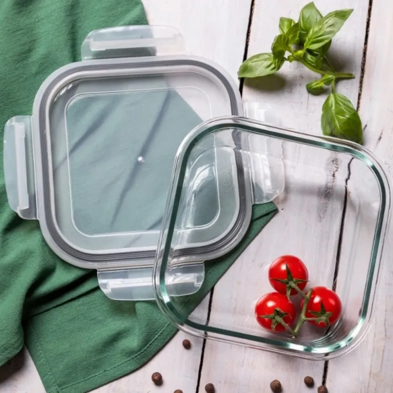 Szklany pojemnik 1100 ml na żywność jedzenie Altom Design Fresh pudełko z pokrywką lunchbox kwadratowy hermetyczny