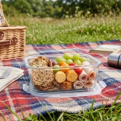 Szklany pojemnik 1100 ml na żywność jedzenie Altom Design Fresh pudełko z pokrywką lunchbox kwadratowy hermetyczny