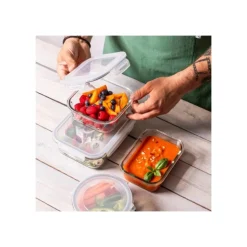 Szklany pojemnik 750 ml na żywność jedzenie Altom Design Fresh pudełko z pokrywką lunchbox kwadratowy hermetyczny