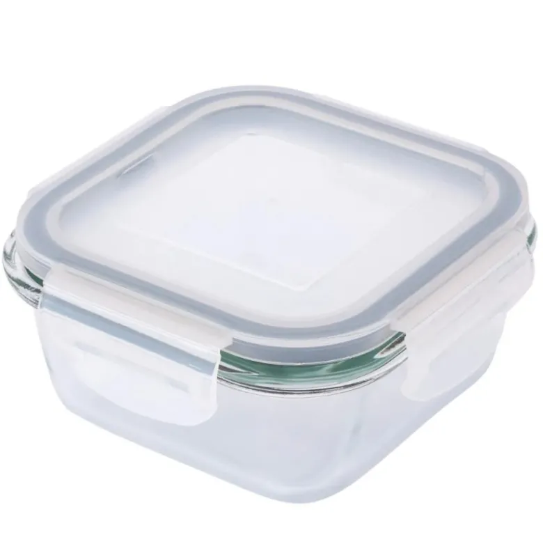 Szklany pojemnik 300 ml na żywność jedzenie Altom Design Fresh pudełko z pokrywką lunchbox kwadratowy hermetyczny