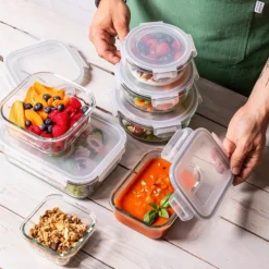 Szklany pojemnik 1000 ml na żywność jedzenie Altom Design Fresh pudełko z pokrywką lunchbox prostokątny hermetyczny