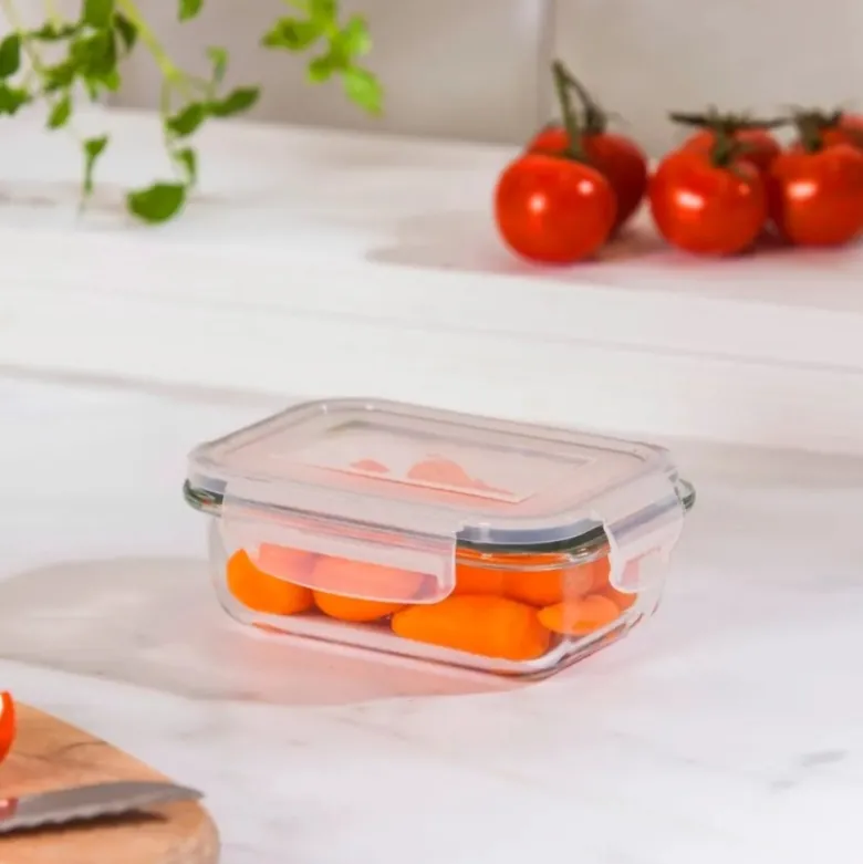 Szklany pojemnik 370 ml na żywność jedzenie Altom Design Fresh pudełko z pokrywką lunchbox prostokątny hermetyczny