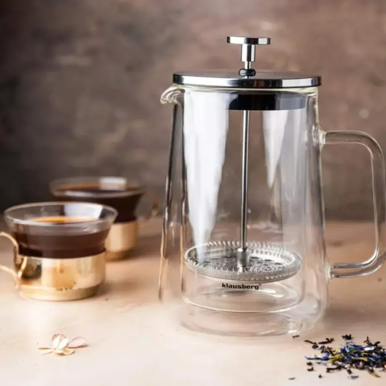 Szklany zaparzacz TERMICZNY tłokowy do herbaty kawy ziół 350 ml Klausberg KB 7684