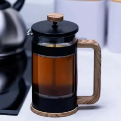 Szklany zaparzacz tłokowy do herbaty kawy ziół 1000 ml Klausberg KB 7681 uchwyty drewniane