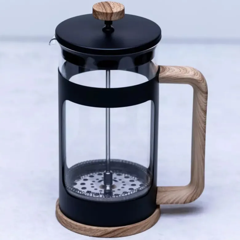 Szklany zaparzacz tłokowy do herbaty kawy ziół 1000 ml Klausberg KB 7681 uchwyty drewniane