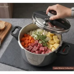 Szybkowar ze stali nierdzewnej 8 litrów 24 cm Swiss Haus Lake Brienz garnek ciśnieniowy próżniowy