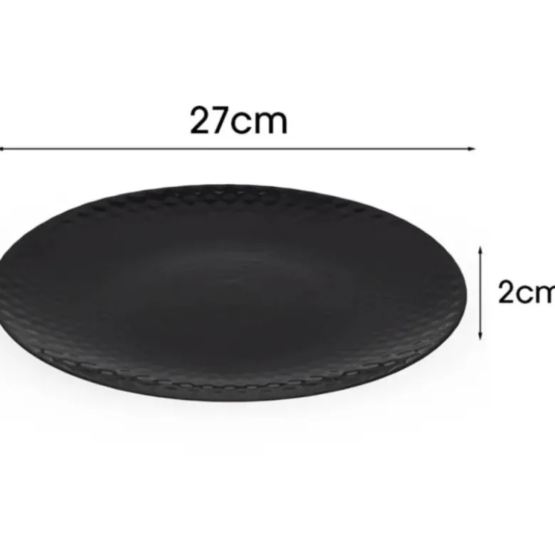 Talerz czarny obiadowy płaski 27CM na obiad opal Diamond Tragar