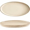 Talerz owalny półmisek porcelanowy Florina Evia kremowy prążkowany retro
