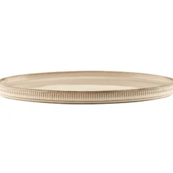 Talerz owalny półmisek porcelanowy Florina Evia kremowy prążkowany retro