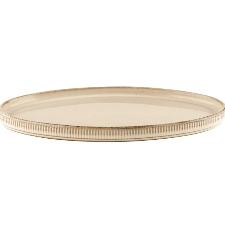 Talerz owalny półmisek porcelanowy Florina Evia kremowy prążkowany retro