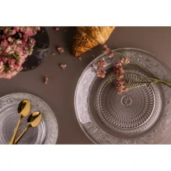 Talerzyki deserowe 15 cm i patera 25 cm szklane Florina Palazzo zestaw 13 sztuk spodek na ciasto deser