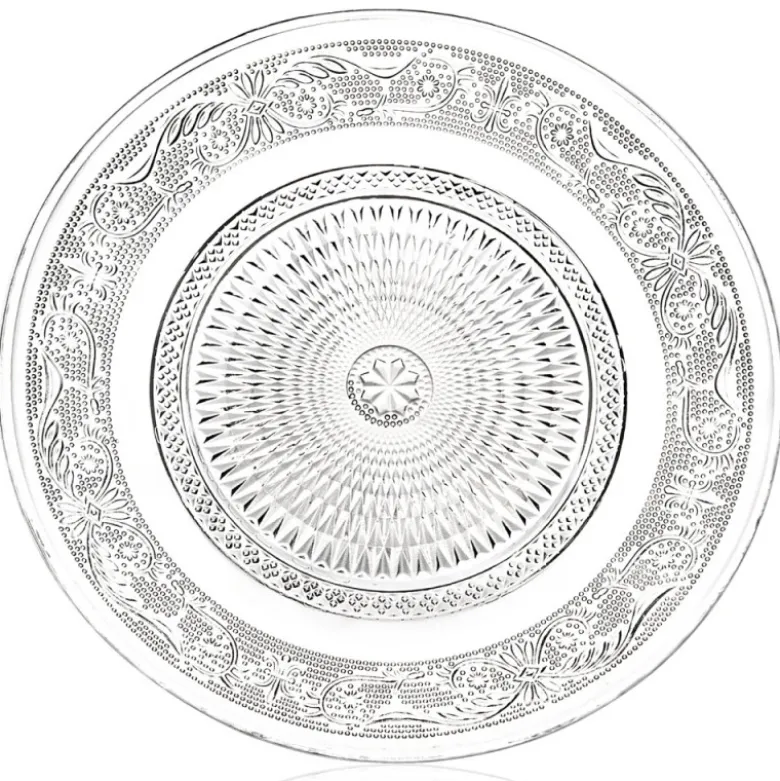 Talerzyki deserowe 15 cm i patera 25 cm szklane Florina Palazzo zestaw 13 sztuk spodek na ciasto deser