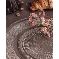 Talerzyki deserowe 15 cm i patera 25 cm szklane Florina Palazzo zestaw 13 sztuk spodek na ciasto deser
