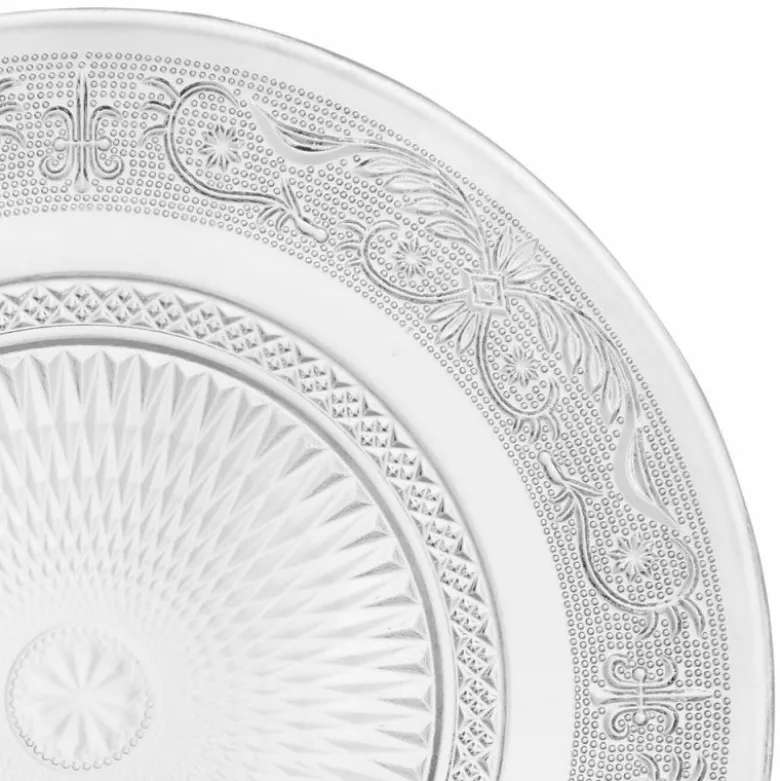 Talerzyki deserowe 18 cm i patera 30 cm szklane Florina Palazzo zestaw 7 sztuk spodek na ciasto deser