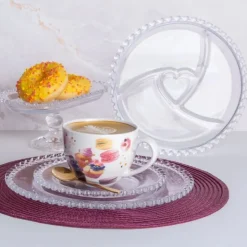 Talerzyki deserowe 19 cm szklane Altom Love serduszka zestaw 6 sztuk spodek na ciasto deser