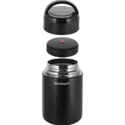 Termos próżniowy Ofenbach 101303 bidon 1000 ml czarny kubek z uchwytem