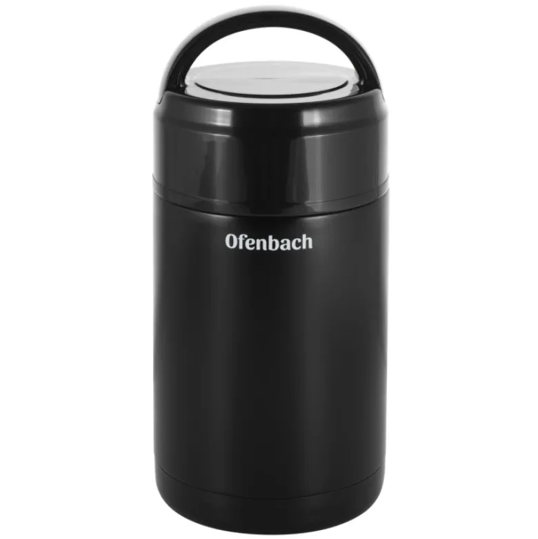 Termos próżniowy Ofenbach 101303 bidon 1000 ml czarny kubek z uchwytem