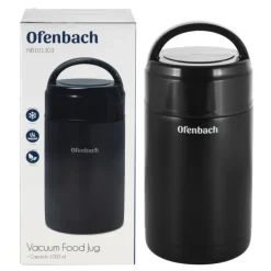 Termos próżniowy Ofenbach 101303 bidon 1000 ml czarny kubek z uchwytem