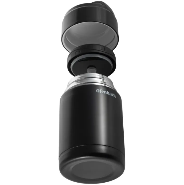 Termos próżniowy Ofenbach 101302 bidon 800 ml czarny kubek z uchwytem