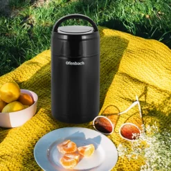 Termos próżniowy Ofenbach 101302 bidon 800 ml czarny kubek z uchwytem