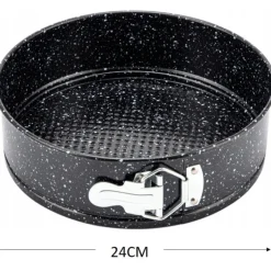Tortownice okrągłe czarne marmurkowe 20/22/24 cm zestaw 3 blach Elitehoff E 8042