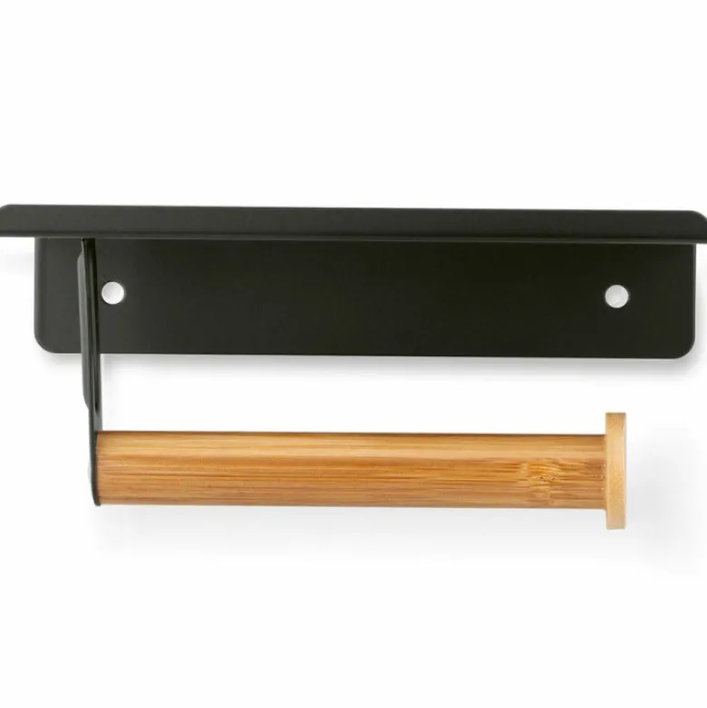 Uchwyt wieszak łazienkowy na papier toaletowy Tadar Wood czarny