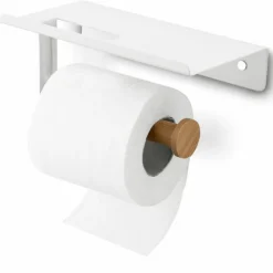 Uchwyt wieszak łazienkowy na papier toaletowy Tadar Wood biały