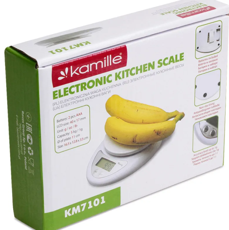 Waga kuchenna elektroniczna z wyświetlaczem LCD biała KM 7101 Kamille