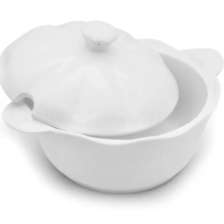 Waza porcelanowa z pokrywką biała do zup 2.4 L okrągła TRAGAR