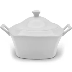 Waza porcelanowa z pokrywką biała do zup 2.8 L kwadratowa Bella Fiore