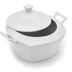 Waza porcelanowa z pokrywką biała do zup 2.8 L kwadratowa Bella Fiore