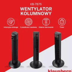 Wentylator podłogowy kolumnowy Klausberg KB 7875 wiatrak stojący 45W LCD pilot