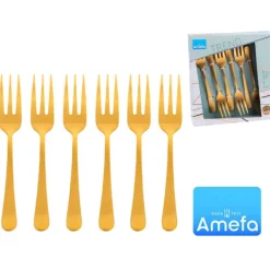 Widelczyki deserowe Amefa 1410 Trend 6 sztuk komplet dla 6 osób złoto