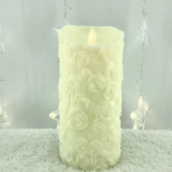 Świeczka LED 8x17 cm z ruchomym płomieniem w róże SL8772