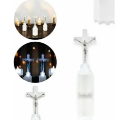 Wkład LED do znicza figurka krzyża 18 cm białe światło