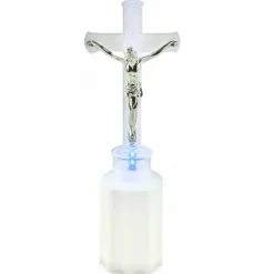 Wkład LED do znicza figurka krzyża 18 cm niebieskie światło