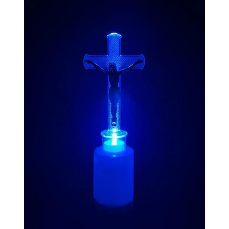 Wkład LED do znicza figurka krzyża 18 cm niebieskie światło