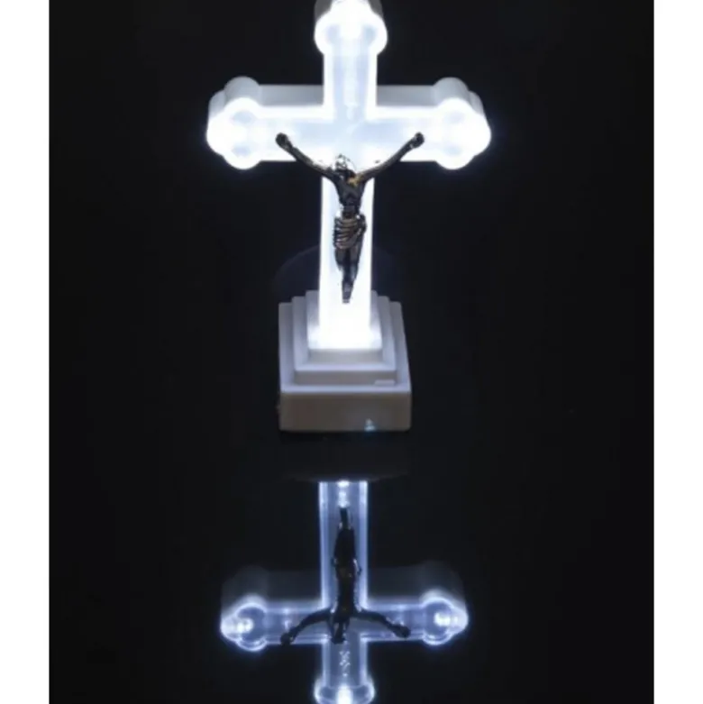 Wkład LED do znicza figurka krzyża 13x8 cm białe światło
