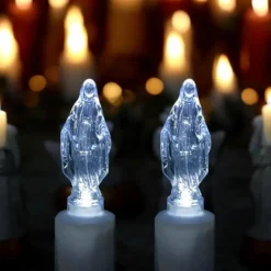Wkład LED do znicza figurka Maryji 18 cm białe światło